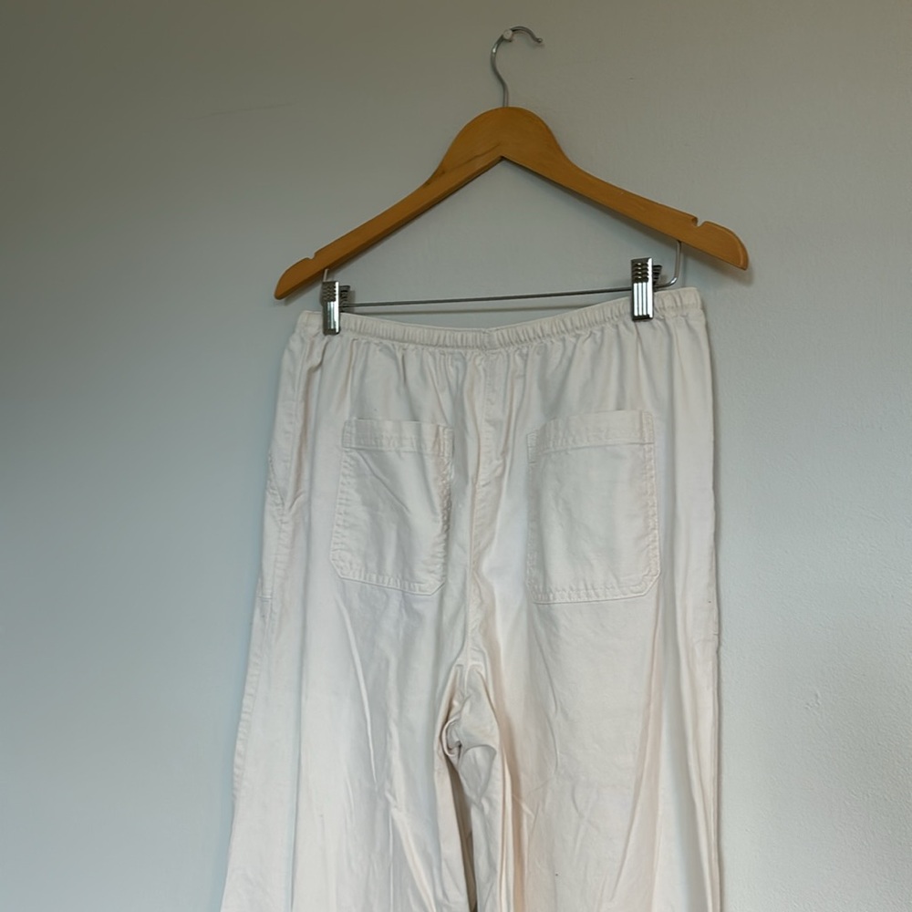 L.L. Bean Classic Fit Cream Pants Regular M Elastic Waistband 100% Cotton - Picture 3 of 6